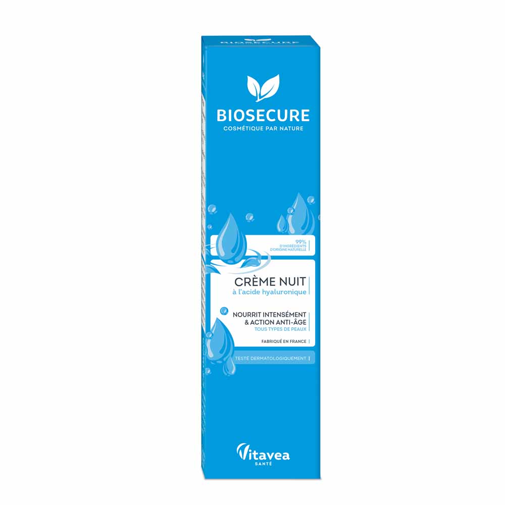 Bio Secure Crème Nuit Acide Hyaluronique Tous Types de Peaux 50ml