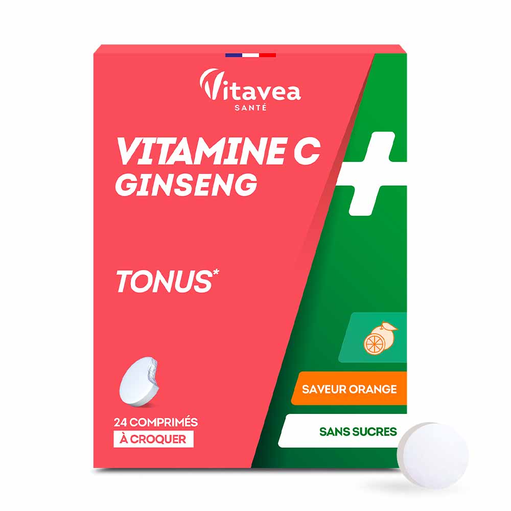 Vitavea Santé Vitamine C + Ginseng Tonus 24 Comprimes A Croquer