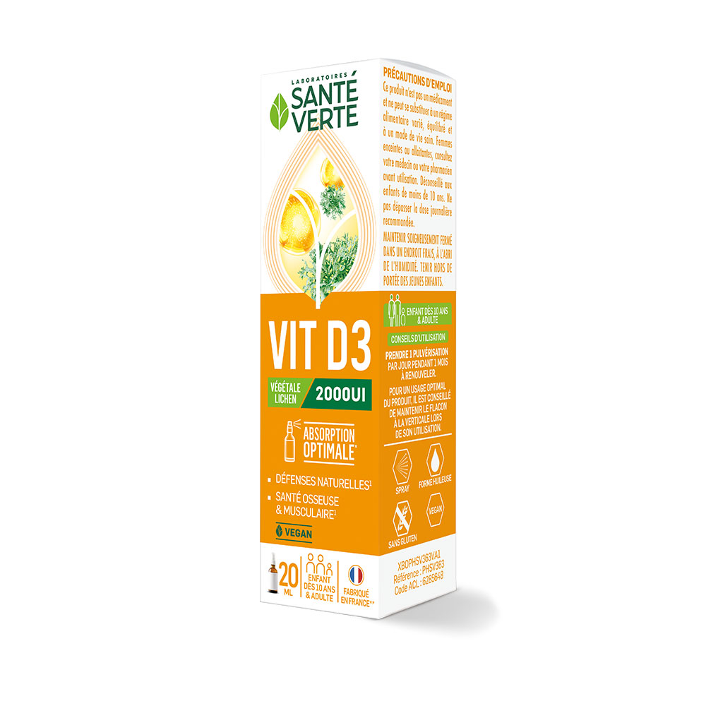 Sante Verte Vitamine D3 VÉGÉTALE 2000UI 20ml
