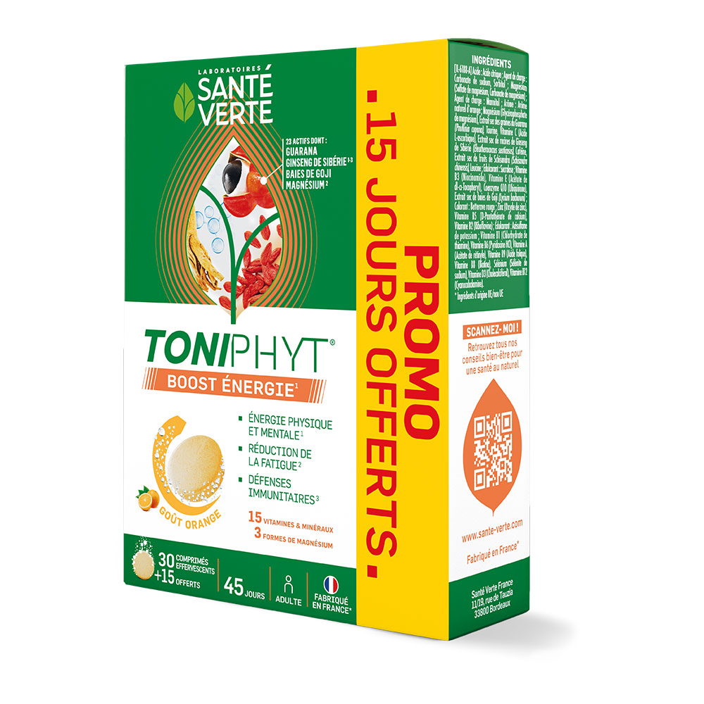 Sante Verte Toniphyt Boost Goût Orange 30 +15 Comprimés Effervescents