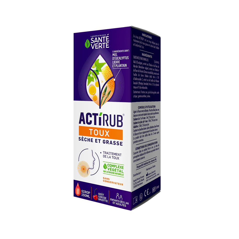 Sirop Toux Seche Et Grasse Enfat Des 1 An Et Adultes 150ml ActiRub Enfat dès 1 an et adultes Sante Verte