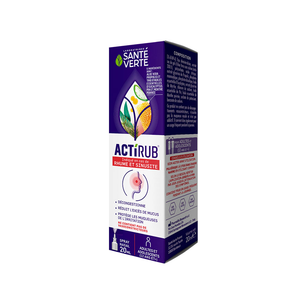Spray Nasal 20ml ActiRub En cas de rhume et sinusite Sante Verte