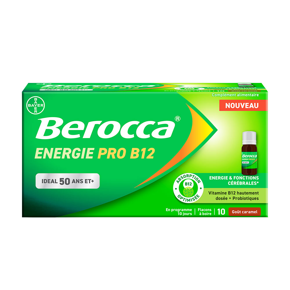 Bayer Berocca Energie Pro B12 50 ans et plus 10 flacons