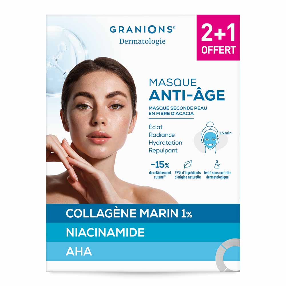 Granions Dermatologie Masque Seconde Peau Anti-Âge x3