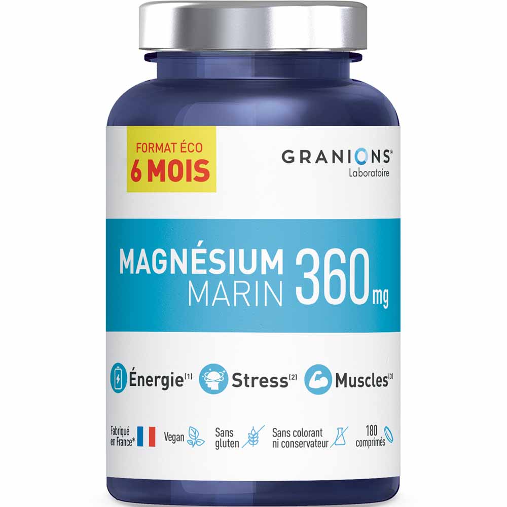 Granions Magnésium Marin 360mg Format Eco 6mois 180 comprimés