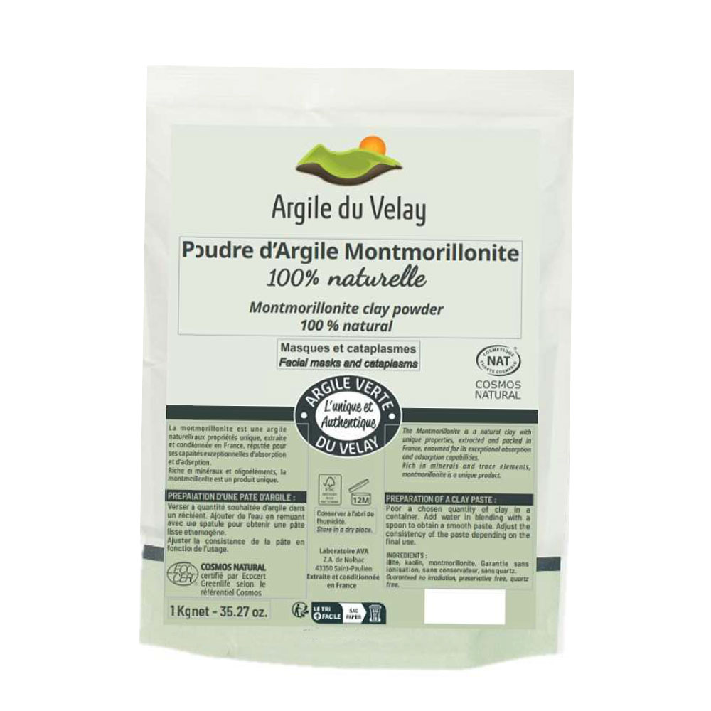 Argile du Velay Argile Verte Surfine Poudre 1kg