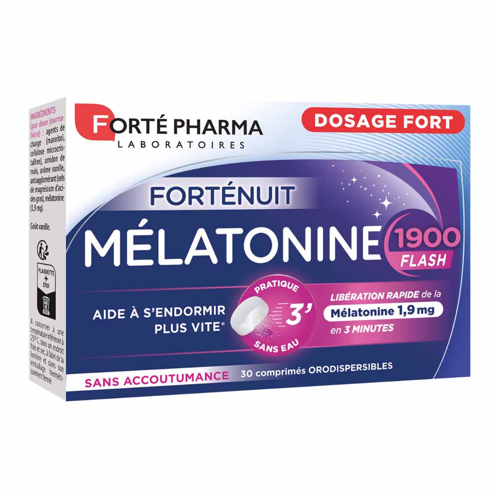 Forté Pharma Forté Nuit Mélatonine 1900 Flash Fort dosage sans accoutumance 30 comprimés orodispersibles