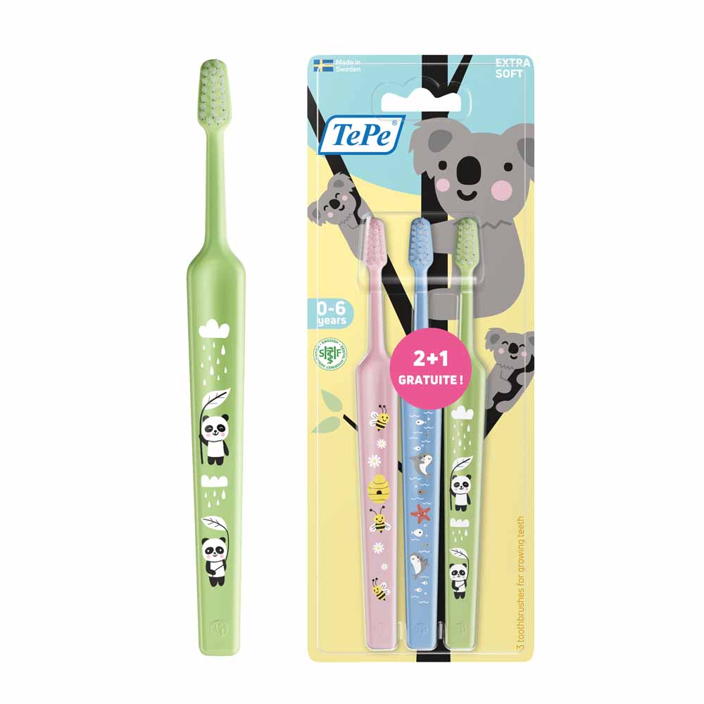 TePe Mini Extra Soft Brosses à Dents Souples 0 à 3 Ans x3