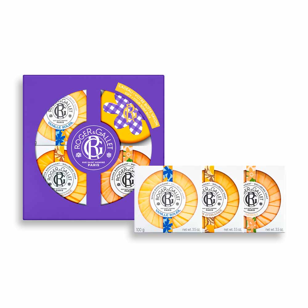 Roger & Gallet Coffret 3 Savons Bienfaisants Vanille, Néroli, Bois D’Orange 300g