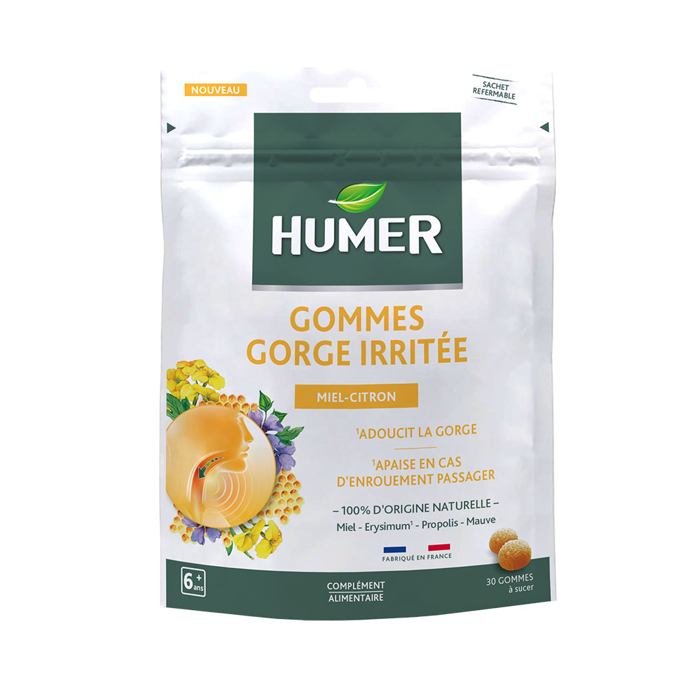Humer Gorge Irritée Arôme Citron 30 Gommes