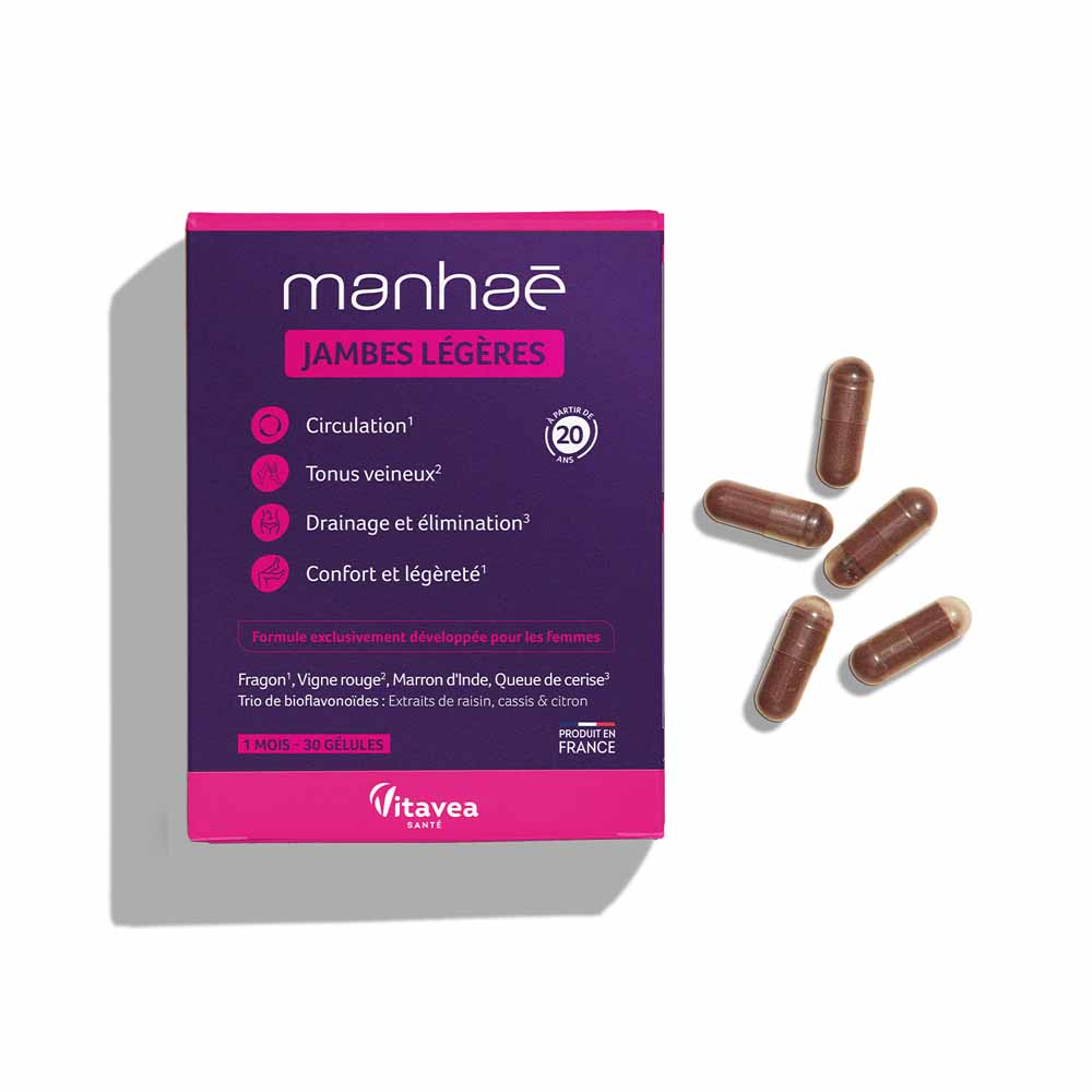 Manhaé Jambes Légères Circulation Confort et Tonus Veineux 30 gélules