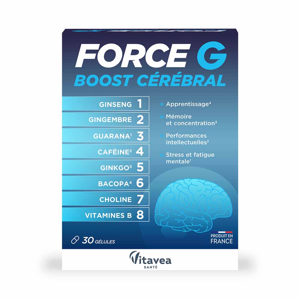 Vitavea Santé Force G Boost Cérébral Mémoire Concentration et Energie Mentale 30 gélules