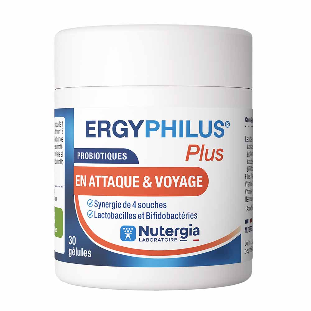 Nutergia Ergyphilus Plus Probiotiques en Attaque et Voyage 30 gélules