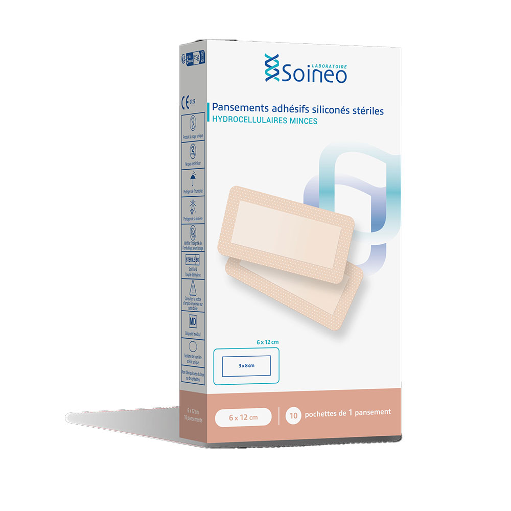 Soineo Pansements Adhésifs Hydrocellulaires Mince 6x12cm x10
