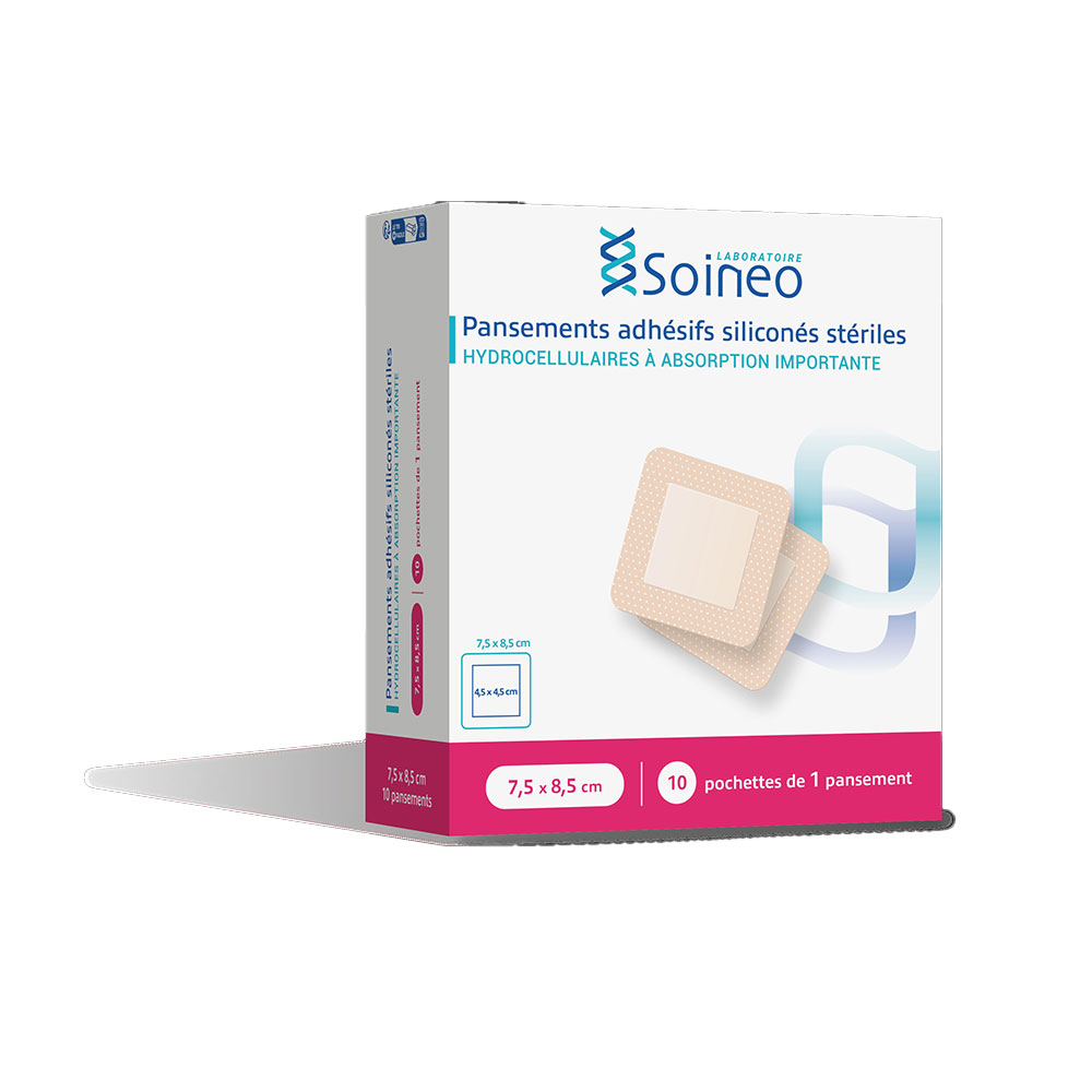 Soineo Pansements Adhésifs Hydrocellulaires Mince 7,5x8,5cm x10