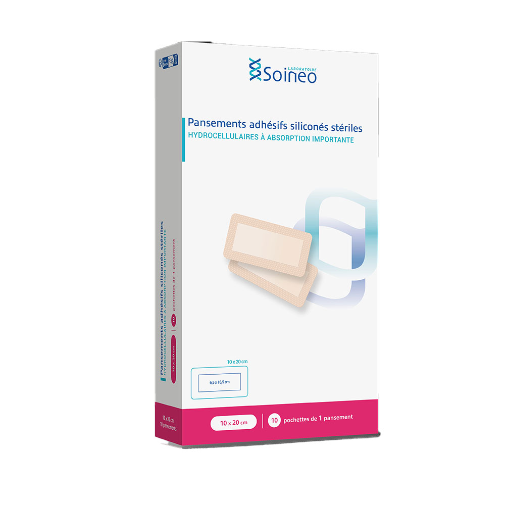 Soineo Pansements Adhésifs Hydrocellulaires Mince 10x20cm x10