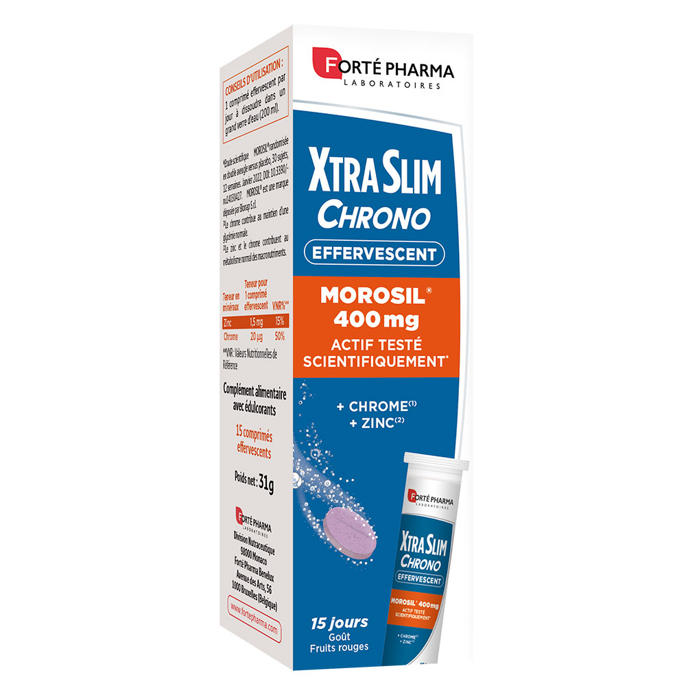 Forté Pharma XtraSlim Chrono Morosil 400mg Effervescent Goût Fruit Rouges 15 comprimés effervescents