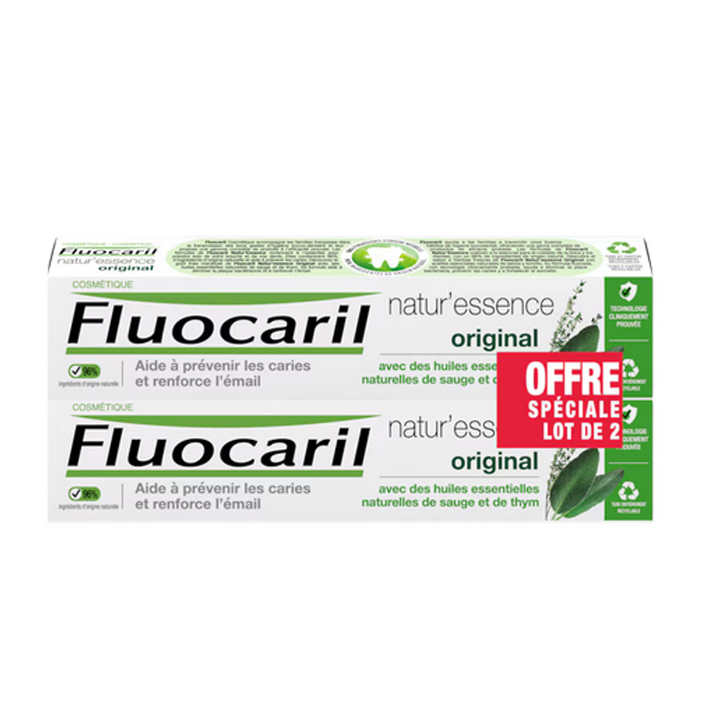Fluocaril Natur'Essence Dentifrice Original bi-fluoré 2x75ml