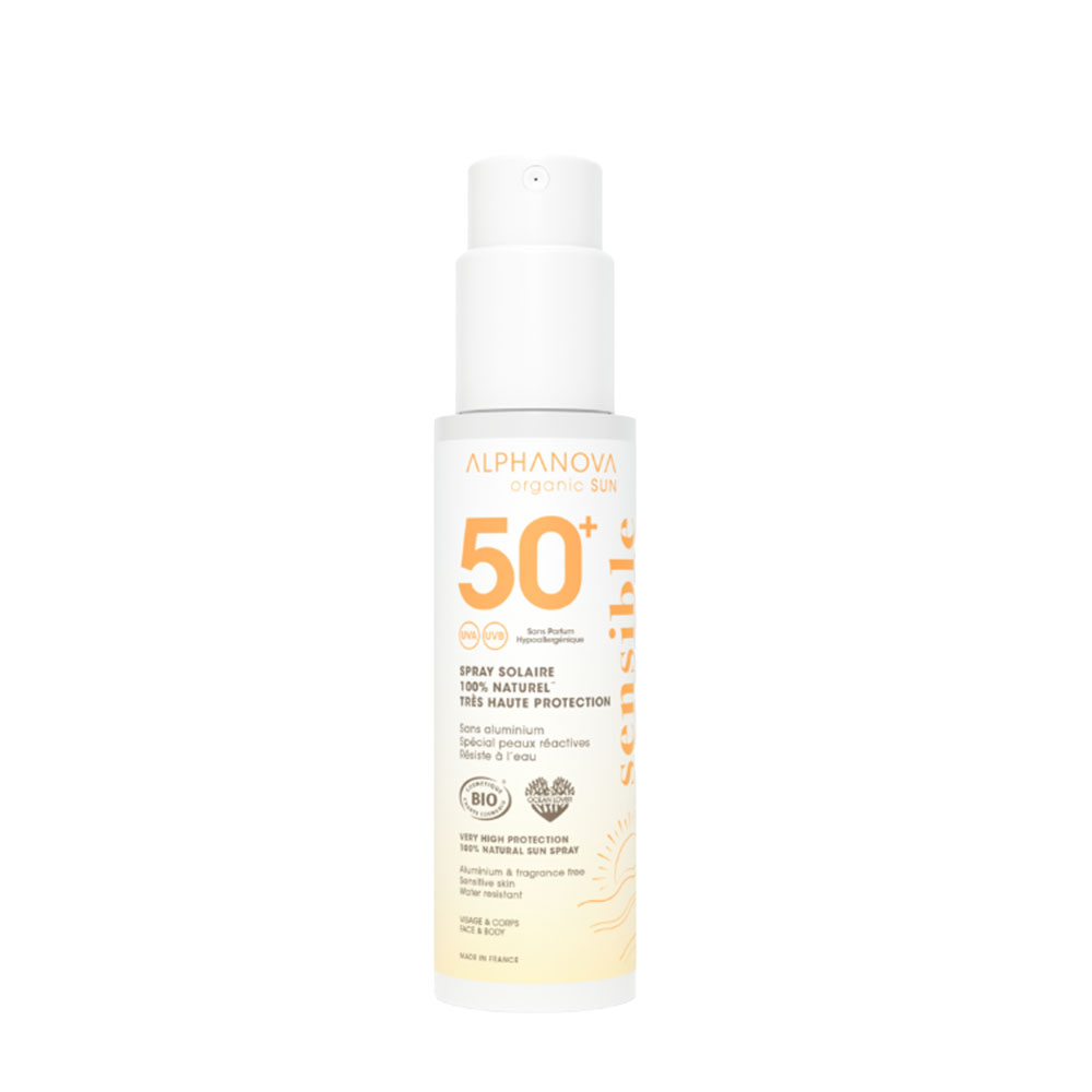Alphanova Organic Sun Spray Solaire Spf50+ Sensitiv + Sans Parfum 100g