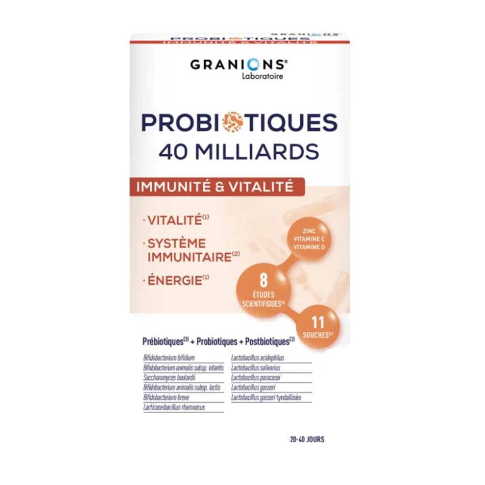 Granions Probiotiques Immunité et Vitalité 40 gélules