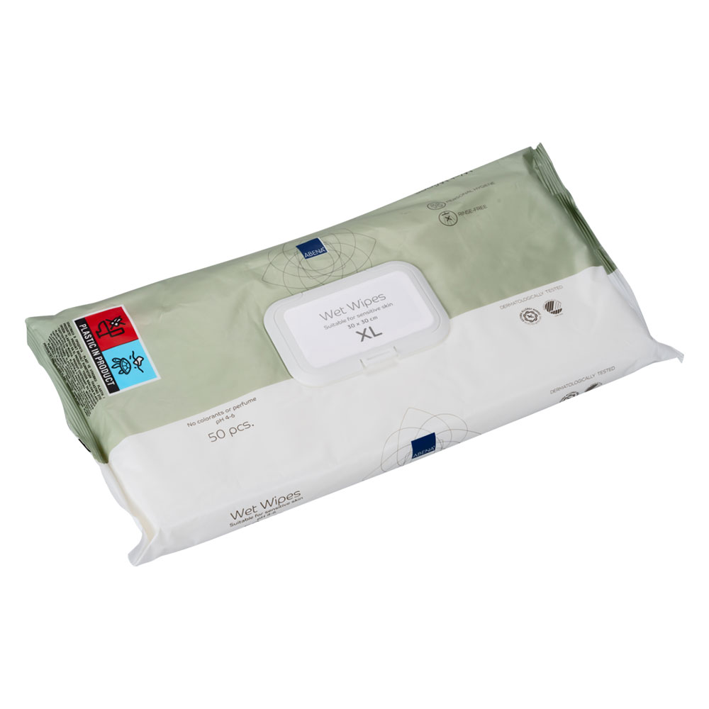 Abena Lingettes Imprégnées Non Parfumées 30x30cm Hygiène corporelle x50