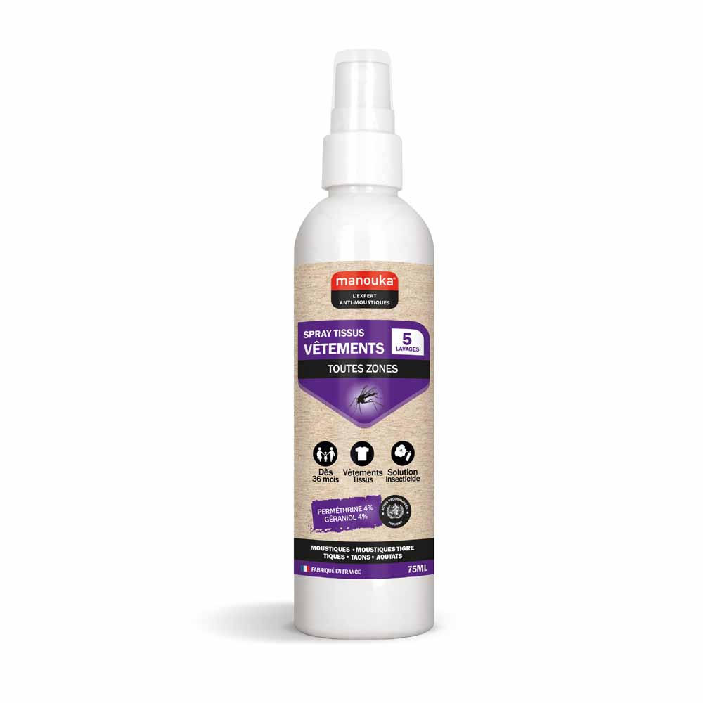 Manouka Anti-moustiques Spray Vetements Tissu Toutes Zones 75 ml