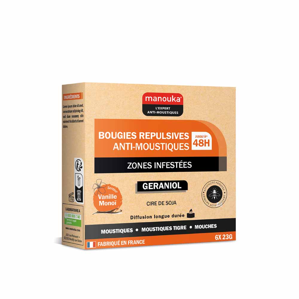 Manouka Bougie Anti-moustiques Monoï x6