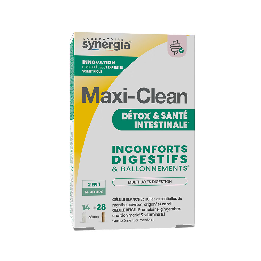 Synergia Maxi Clean Inconforts Digestifs et Ballonnements 14 + 28 gélules