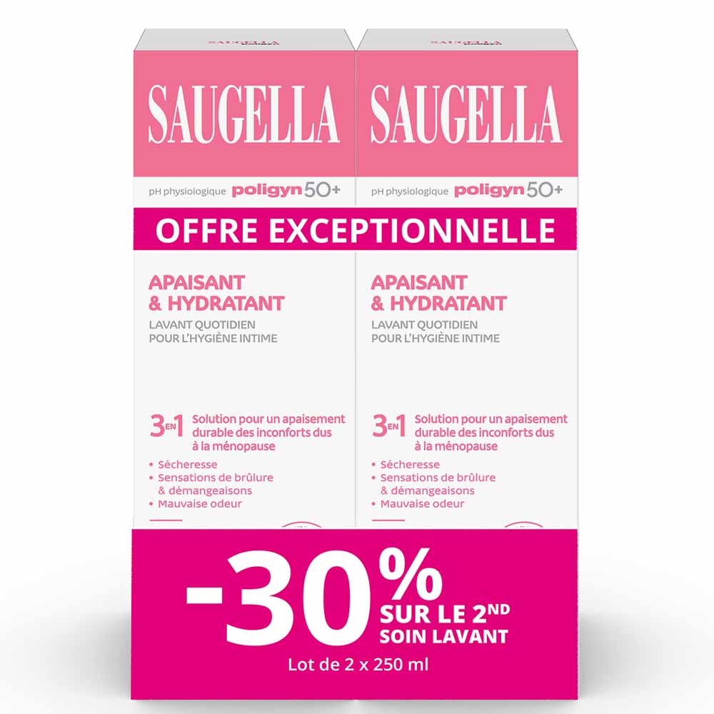 Saugella Poligyn Nettoyant Intime Quotidien 3-en-1 Femmes Ménopausées 2x250ml