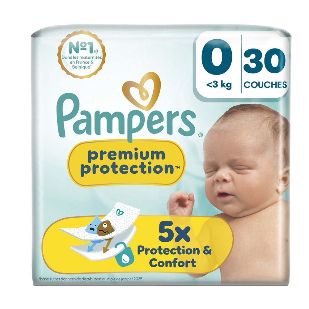 Pampers Premium Couches Taille 0 (< 3 kg) x30