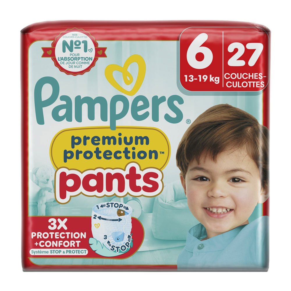 Pampers Premium Pants Couches Culottes Taille 6 (13-19 kg) x27