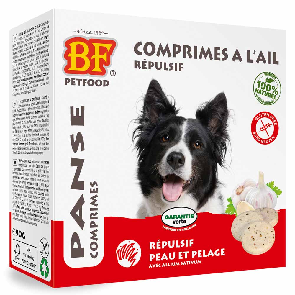 Biofood BF Petfood A l'Ail Répulsif Chien Peau et pelage 55 comprimés