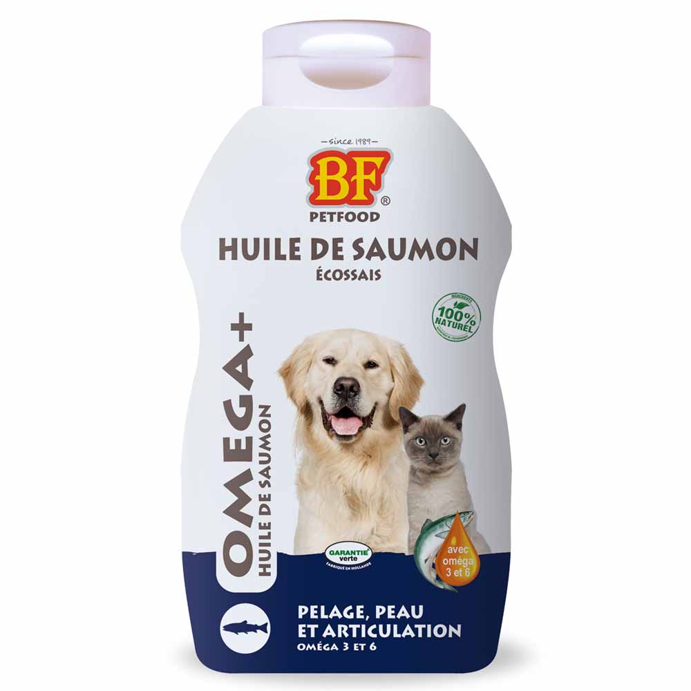 Biofood BF Petfood Huile De Saumon Pelage Peau Et Articulation Chien Et Chat 500ml