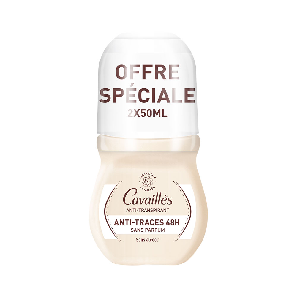 Cavaillès Absorb + Déodorant Roll-on Anti-transpiration Sans Parfum 48h 2x50ml
