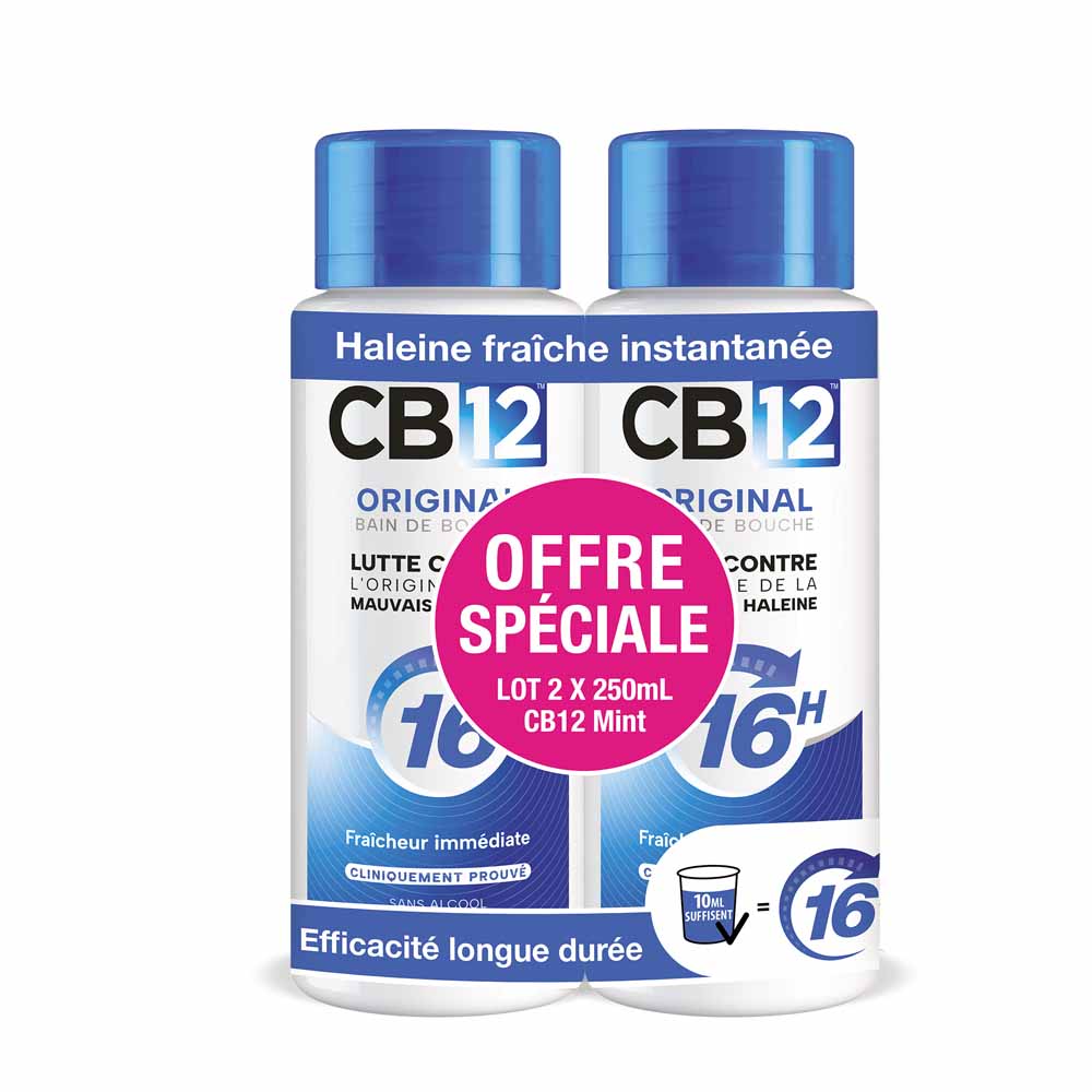 Cb12 Bain De Bouche Sans Alcool Arôme Menthe 2x250ml