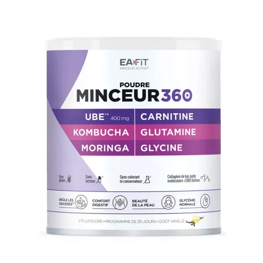 Eafit Minceur 360 Poudre Ube Kombucha Moringa Goût Vanille 275g