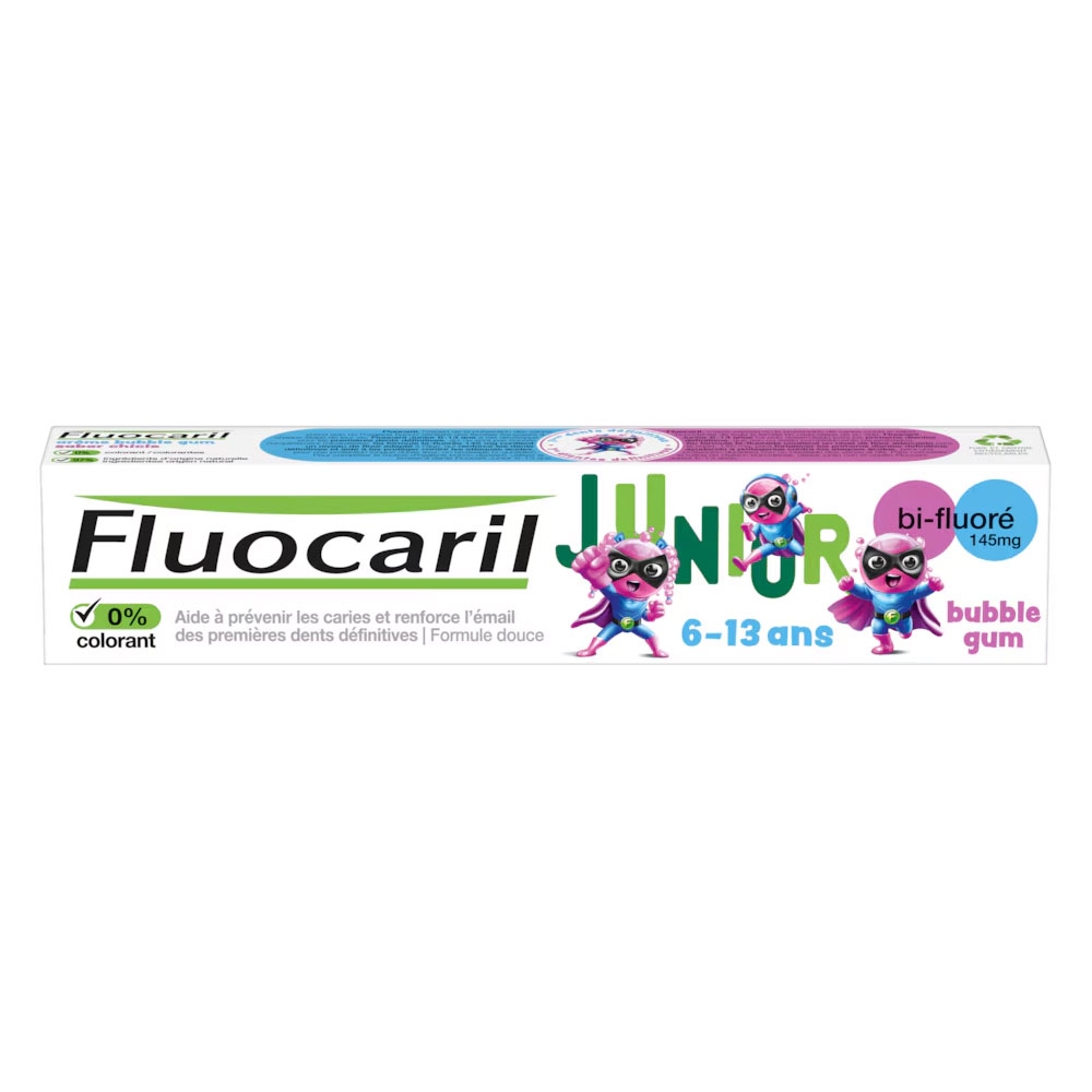 Fluocaril Dentifrice Junior 6-12 Ans Gel Bubble 2x75ml