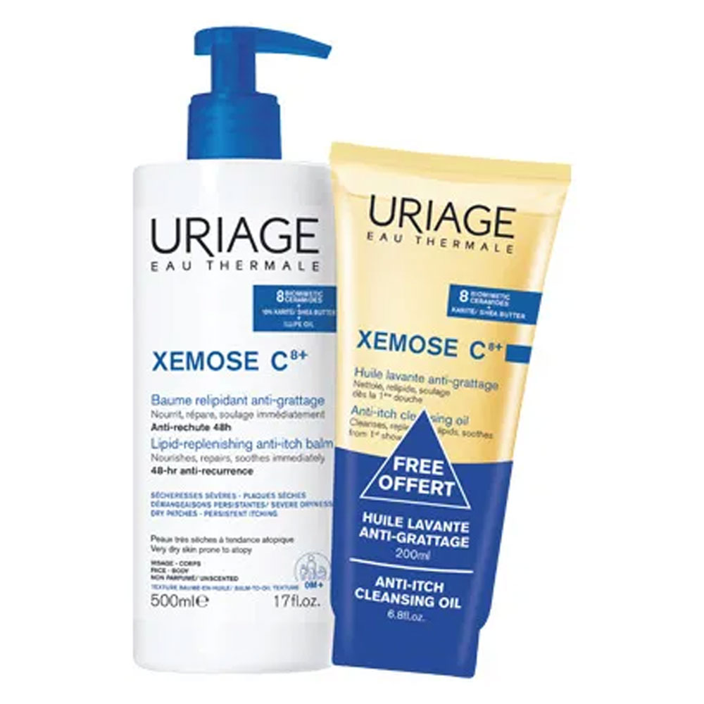 Uriage Xémose C8+ Baume Relipidant Anti Grattage 500ml + Huile Lavante 200ml Sécheresses Sévères Peaux Atopiques