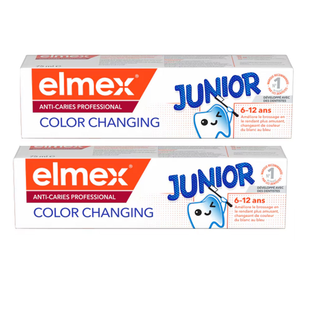 Elmex Dentifrice Color Changing Anti Caries 6-12ans 2x75ml