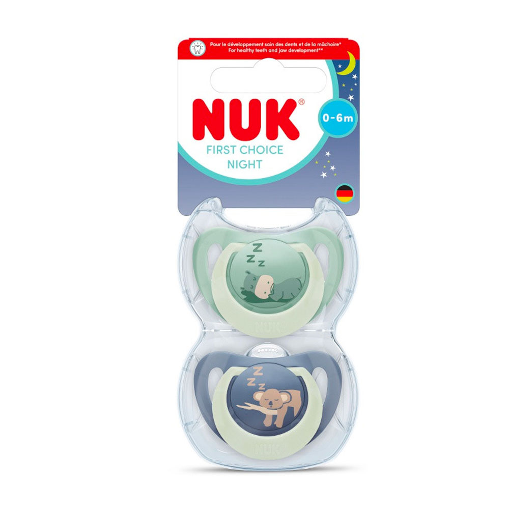 Nuk First Choice Sucettes physiologiques Nuit 0 à 6 mois x2