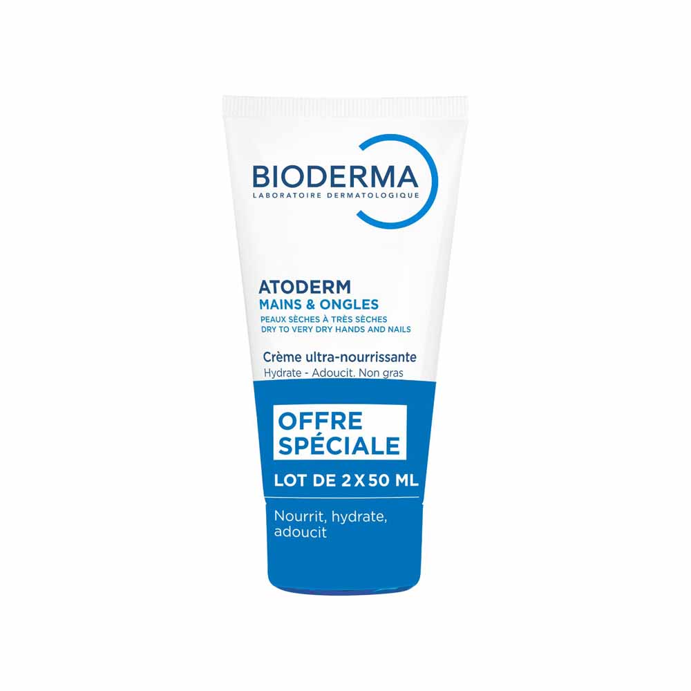 Bioderma Atoderm Crème Ultra-Nourrissante Mains Sèches à Très Sèches 2x50ml