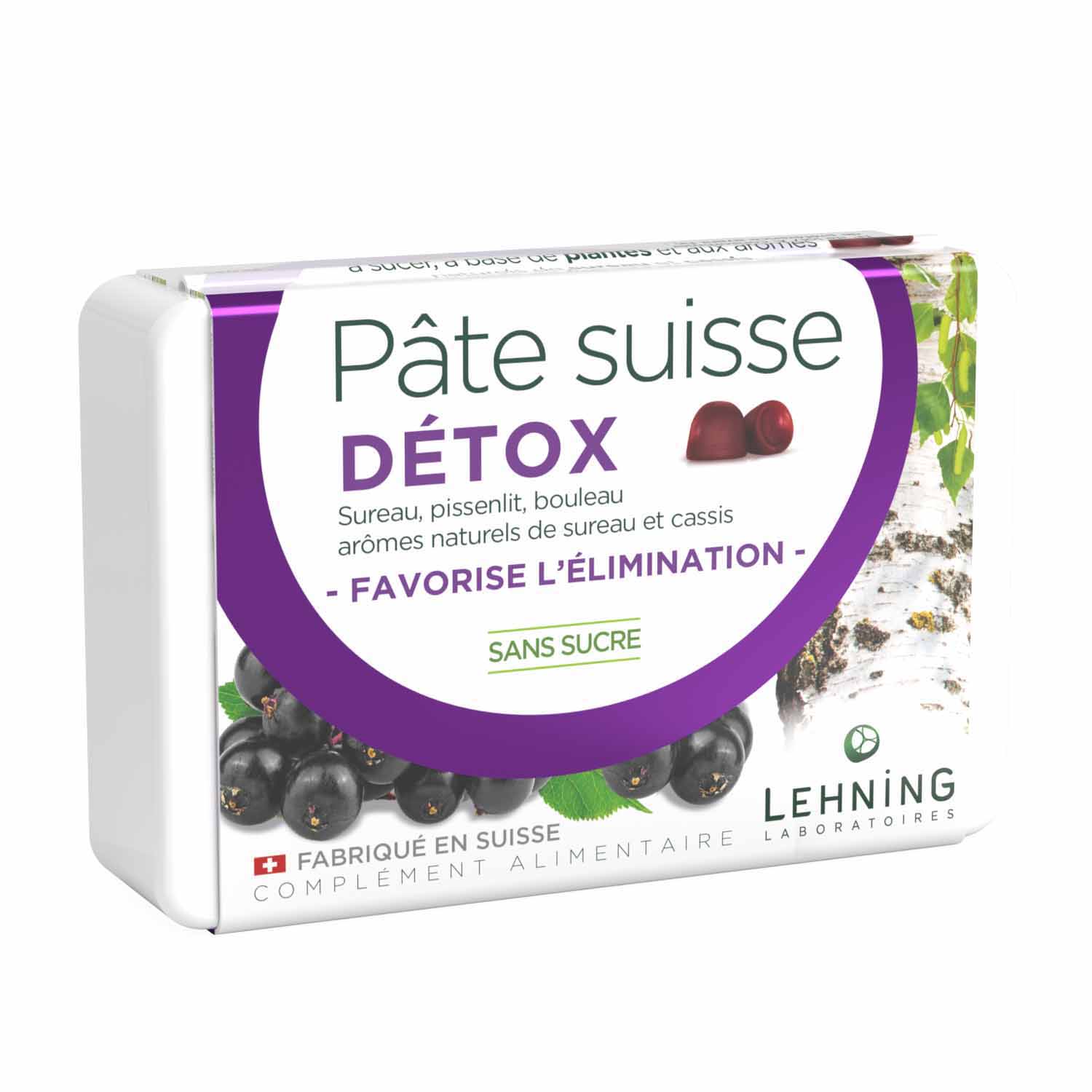 Lehning Pâte Suisse Détox Sureau Pissenlit Bouleau x40 gommes