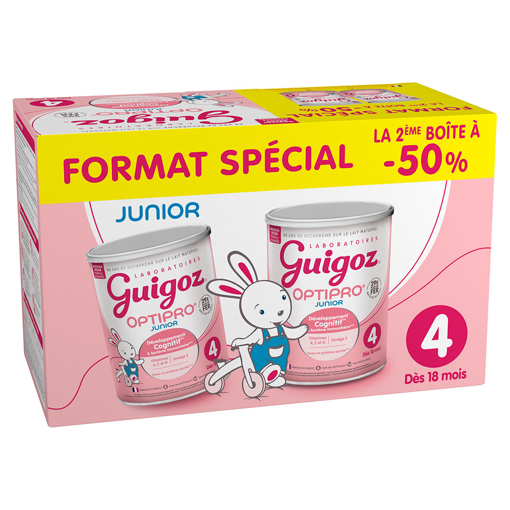 Guigoz Optipro Lait En Poudre Junior 4 Dès 18 Mois 2x900g