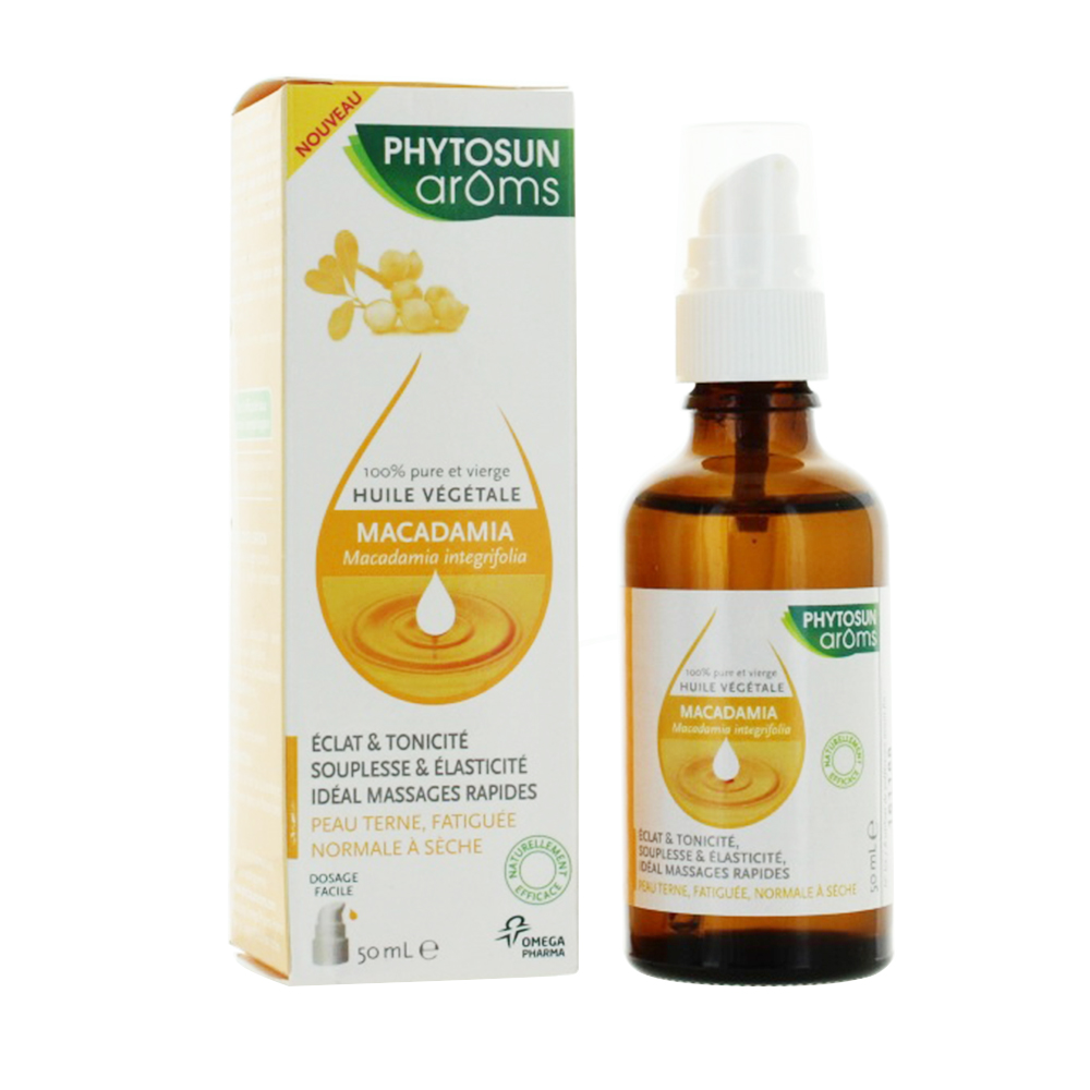 Phytosun Aroms Huile Vegetale de macadamia Peaux Ternes Fatiguees Normales A Seches 50ml