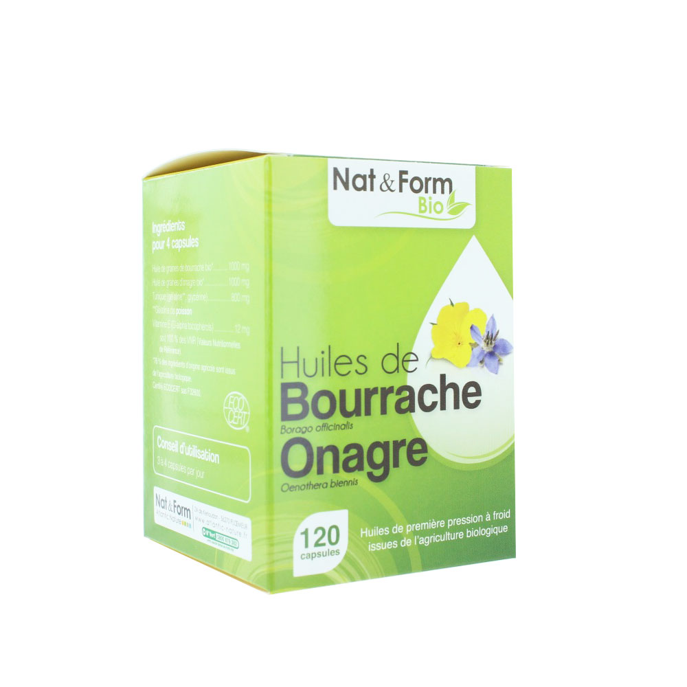 Nat&Form ONAGRE ET BOURRACHE BIO 120 capsules