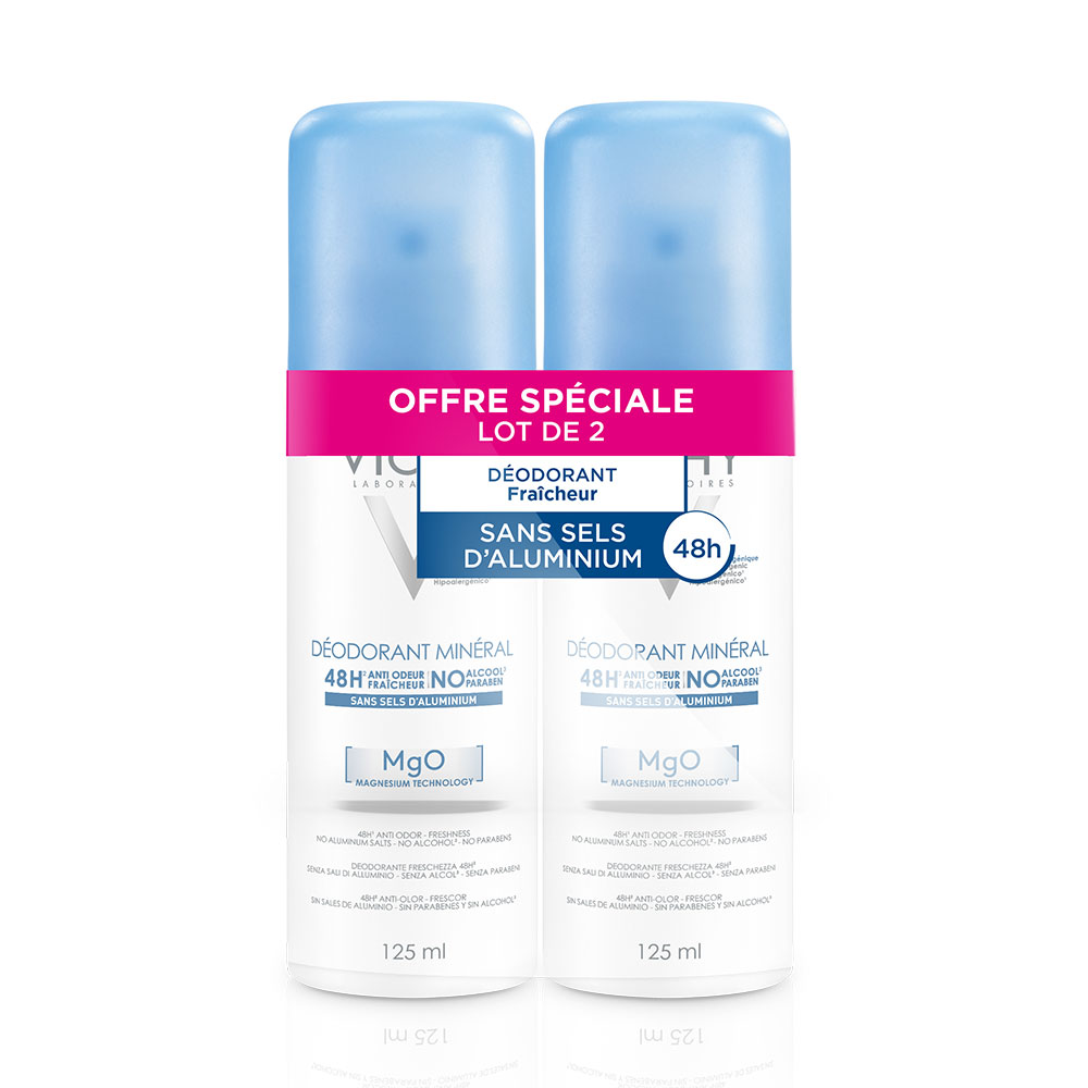 Vichy Déodorant Peaux Sensibles 48h Minéral 2x125ml