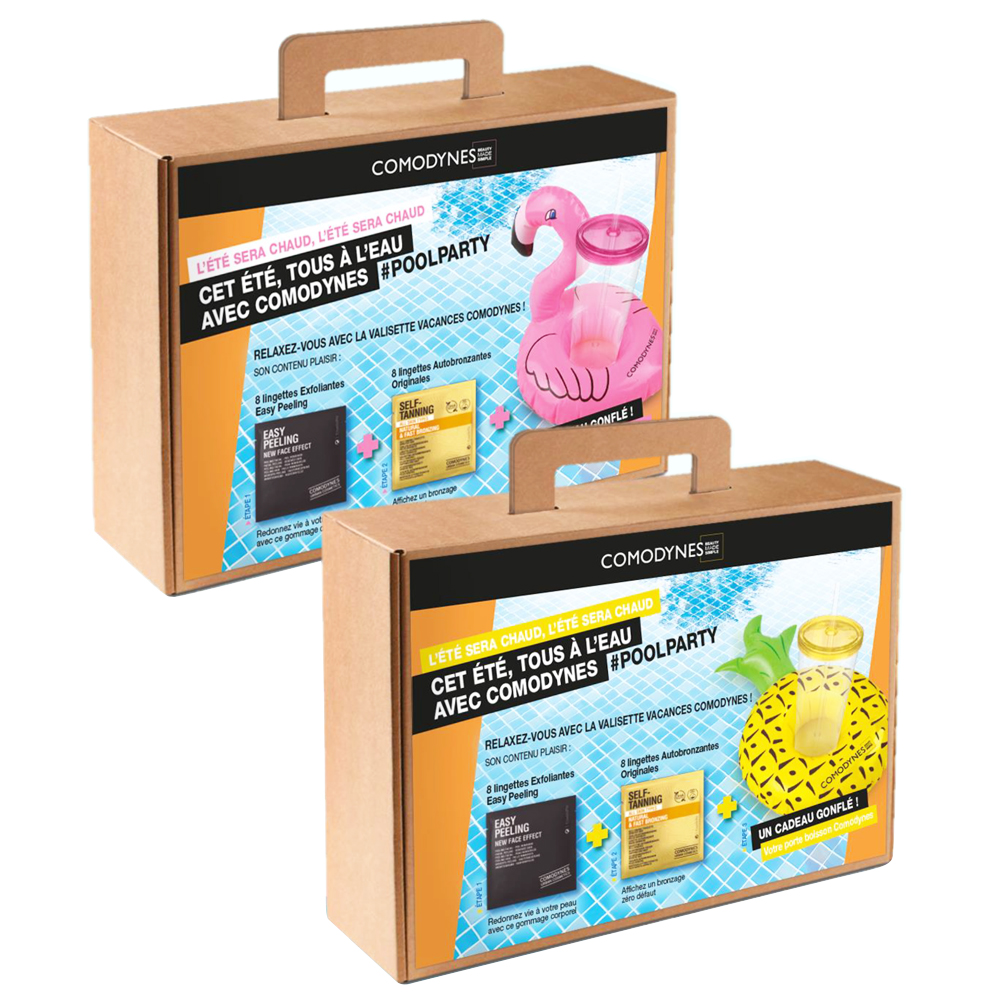 Comodynes Valisette Vacances Lingettes Exfoliantes Et Autobronzantes + Bouee
