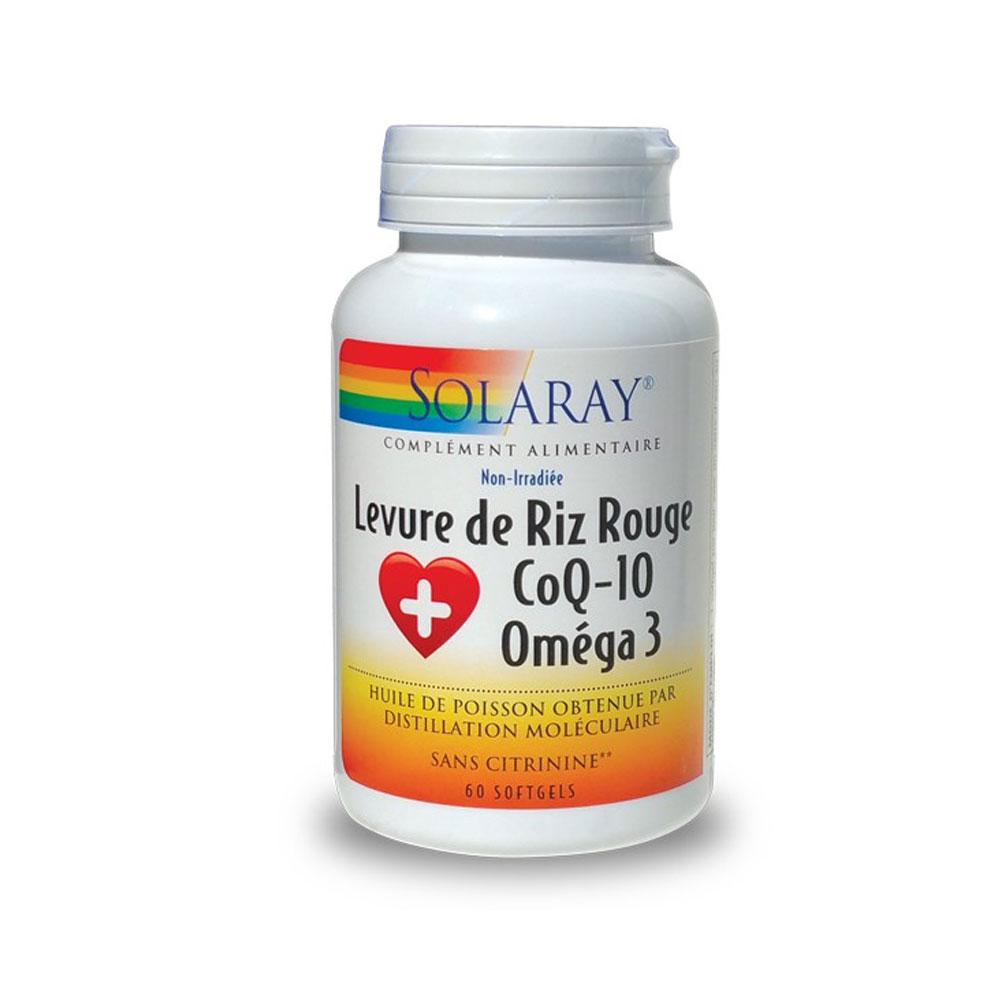 Solaray Levure De Riz Rouge Coq-10 Omega 3 - 60 Capsules