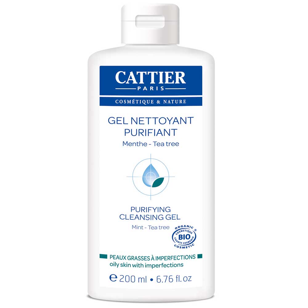 Cattier Gel Nettoyant Purifiant Menthe Tea Tree Peaux Grasses A Imperfections Bio 200ml