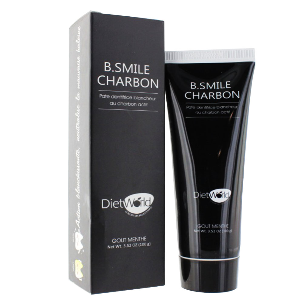 Diet World B Smile Charbon Pate Dentifrice Blancheur Gout Menthe 100g